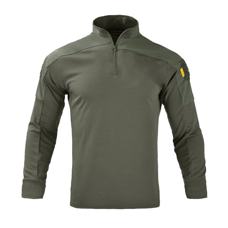 Camiseta táctica de manga larga para hombre con cremallera 1/4