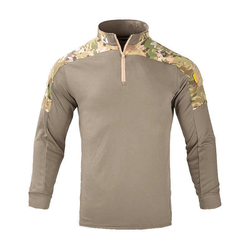 Camiseta táctica de manga larga para hombre con cremallera 1/4