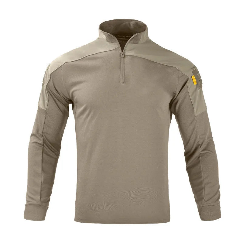Camiseta táctica de manga larga para hombre con cremallera 1/4